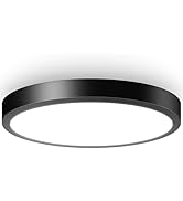 Black LED Flush Mount Ceiling Light Fixture, 100W Equivalent Dimmable Modern Recessed Ceiling Lam...