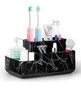Toothbrush Holder,Bathroom Organizer Countertop, 5 Compartments Multifunctional Storage for Cosme...