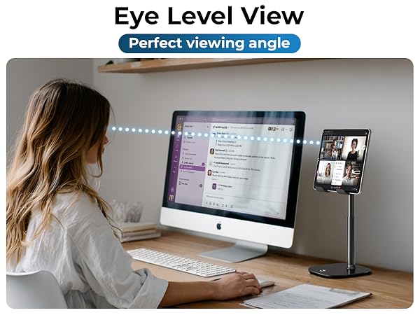 iPad accessories eye level stand, adjustable iPad holder and Kindle holder for desk use