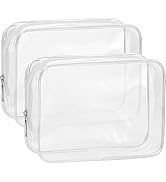 WantGor Clear Makeup Pouch 2 Pack TSA Approved Cosmetic Bag Organizer Small Makeup Bags Case Trav...