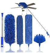 Microfiber Feather Duster, 5PCS Washable Cobweb Dusters for Cleaning Kit with 100" Extension Long...