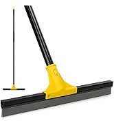 Squeegee Broom for Floor, 18'' Rubber Squeegee with 60'' Long Handle for Bathroom Tile, Garage Co...