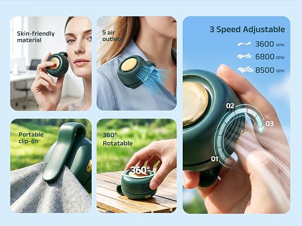 360° Rotatable Portable Mini Clip-on Fan