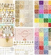 Dowsabel 3 Boxes 48 Colors Friendship Clay Beads Bracelet Kit with Charms Kit for Jewelry Making,...