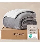 Bedsure GentleSoft Sherpa Fleece Throw Blanket for Couch, Non-Heated, Thick & Warm Cozy Blanket f...