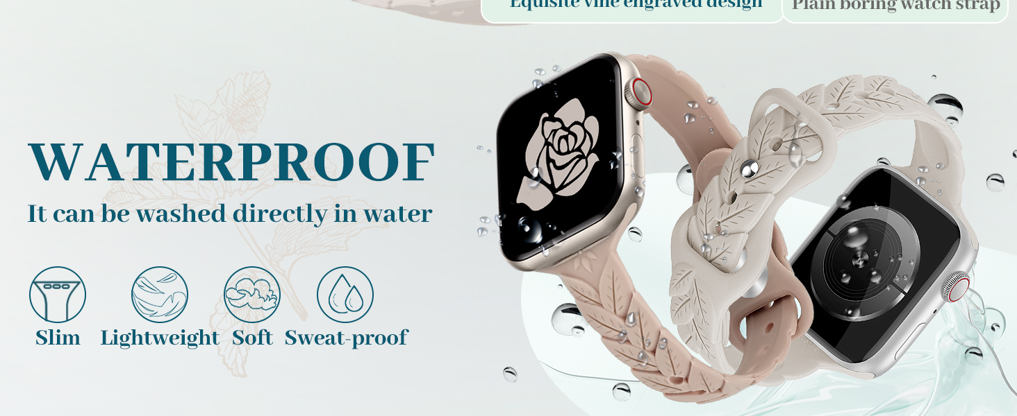 slim thin silicone apple watch band for women