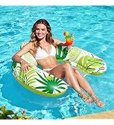 Korlon Tec Pool Floats Adult, Inflatable Pool Float Chair with Cup Holders, Floating Pool Chairs ...