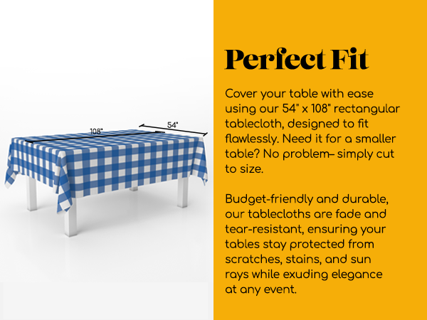 Grandipity Rectangle Tablecloth GINGHAM BLUE