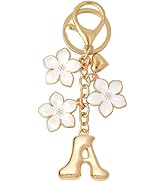 Snycler Bubble Initial Keychain Graceful Flower for bags car remote–A-Z Letter Charms for Women
