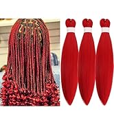 Braiding Hair Pre stretched Red Prestretched Braiding Hair Extensions Ez Braid Hypoallergenic Ant...