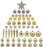 LAWOHO 58 ct Christmas Ball Ornaments Gold Shatterproof Plastic Sparkling Hanging Decorations for...