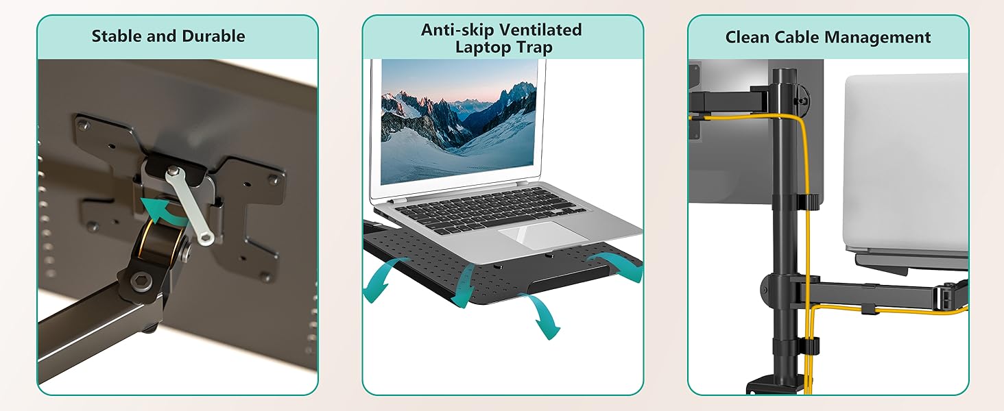 monitor and laptop mount laptop and monitor stand for desk laptop monitor mount