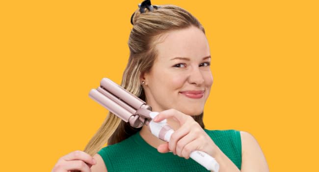 Woman using waver