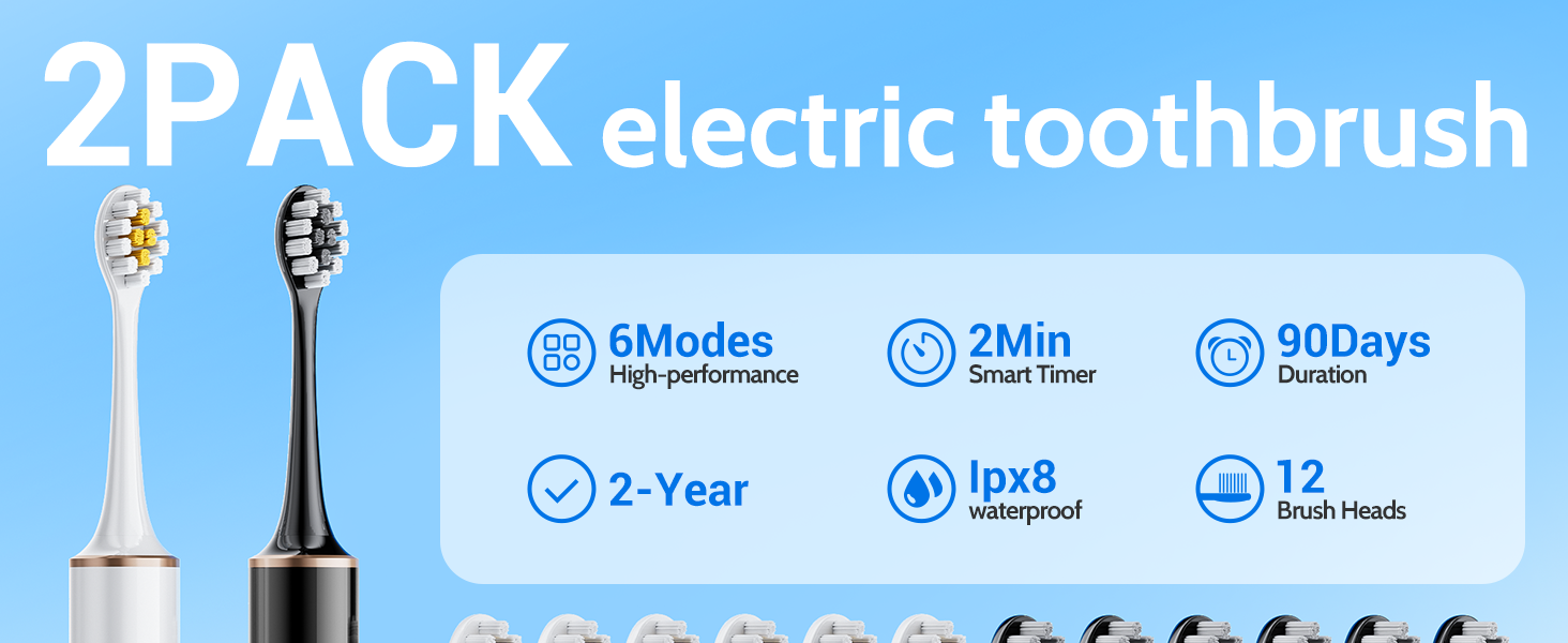 2 Pack electric toothbrush