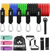 WHATAFIT Resistance Bands, Exercise Bands, Workout Bands with Handles, Door Anchor and Ankle Stra...