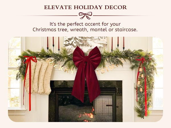 Christmas Decorations Large Red Velvet Christmas Tree Topper Gift Bows Xmas Decor Home Wreaths Door