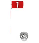 THIODOON Golf Flagstick 6ft Golf Flag and Cup for Yard Pro Detachable Golf Hole Cup and Flag for ...