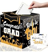 Graduation Card Box with 12pcs & 2 Styles Graduation Cards, Card Box for Graduation Party 2024, G...