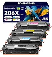 InkNI 206X Toner Cartridges 4 Pack - with Chip Compatible Replacement for HP 206X 206A for Color ...