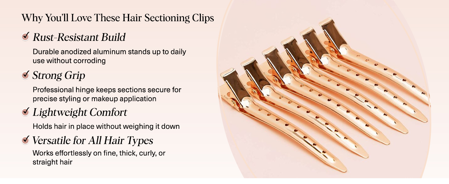 Kitsch Professional Alligator Clips for Hair Styling – 3.5" Aluminum Hair Sectioning Clips