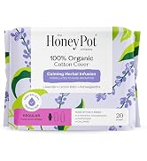 Honey Pot 100% Organic Cotton Cover Calming Herbal Infusion Regular Pads, 20 Count