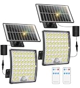 HLCZLUZ Solar Lights Outdoor Waterproof Motion Sensor Security Lights with Remote, 3 Modes 184 LE...