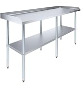 AmGood Commercial Work Table with Backsplash and Sidesplashes | NSF (Stainless Steel Table with S...