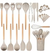 Silicone Cooking Utensils Set with Holder, BPA Free Silicone Utensils Set for Cooking, 446°F Heat...