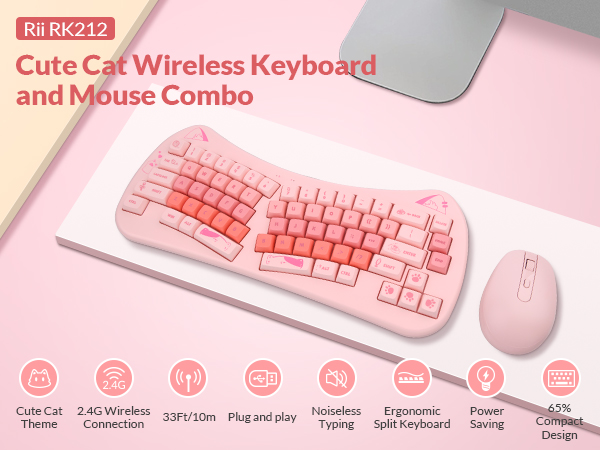 cute cat keyboard and mouse, cat keyboard, cute keyboard, wireless keyboard and mouse combo