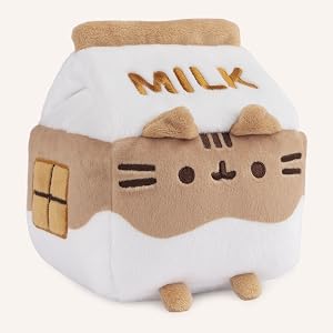 GUND Pusheen Chocolate Milk Sip Push Stuffed Animals Cat Bubble Tea Plushie