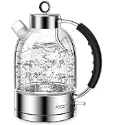 ASCOT Glass Electric Kettle, 1.5L Borosilicate Glass, 1500W, Silver | Fast Boiling, BPA Free, Aut...
