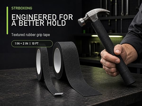 Textured rubber grip tape for tools, equipment and everyday surfaces