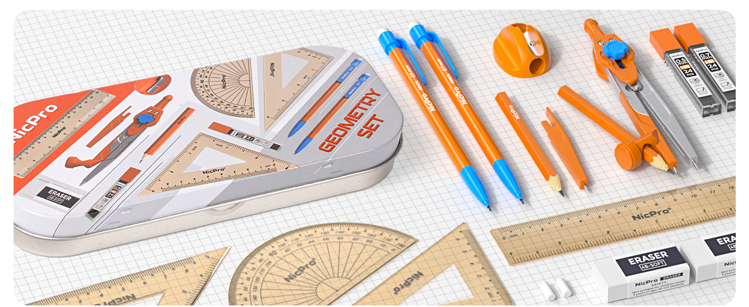 Nicpro 17 PCS Compass Geometry Set for Students