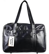 Mikikit Japanese School Bag for Women and Men - Waterproof Pu One-Shoulder Handbag Tote with Larg...