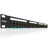 Rapink Patch Panel 24 Port Cat6 10G Support, Network Patch Panel UTP 19-Inch, Wallmount or Rackmo...