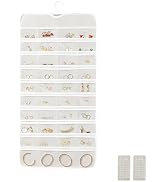 Bioudell Hanging Jewelry Organizer, 80 Pocket Double-Sided Earrings & Necklace Storage Bag, White...