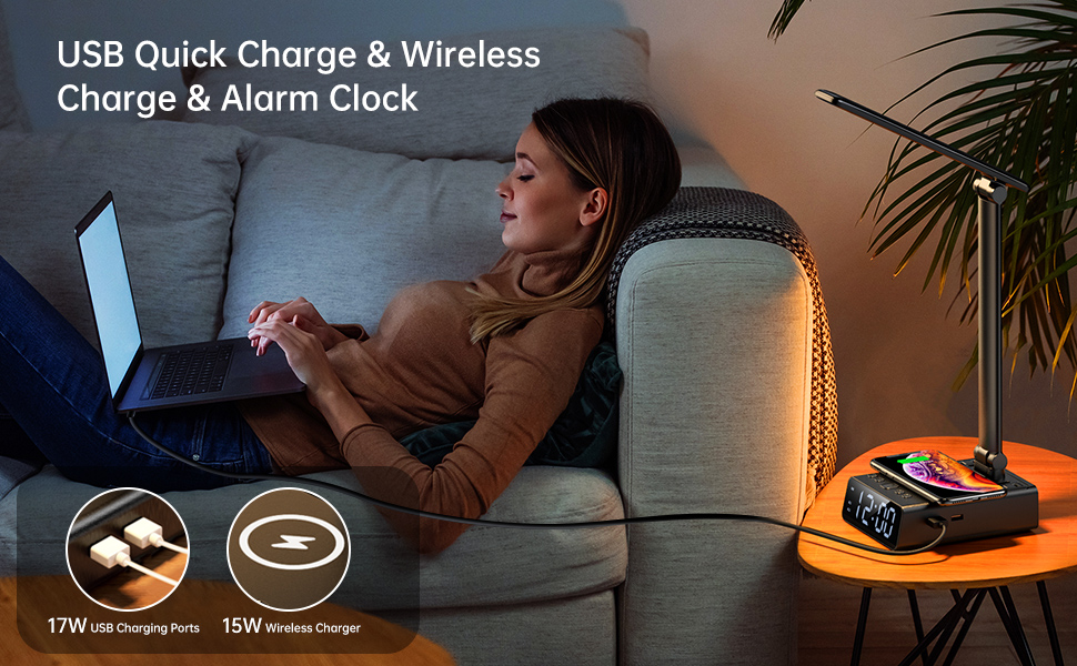 alarm clock, alarm clock for kids, alarm clock with usb charger, alarm clock charging station