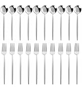 NOCCUR 20-Piece Stainless Steel Spoons and Forks Silverware Set for 10 - Forks and Spoons Utensil...