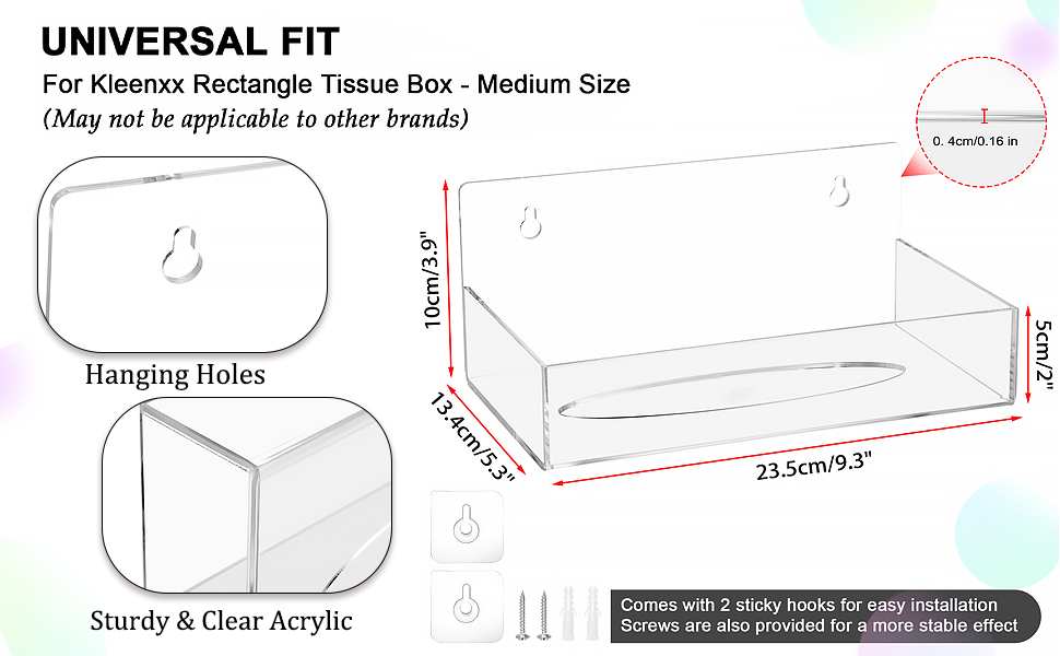 acrylic tissue box holder size information: 9.3x5.3x3.9 in
