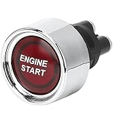 Qiilu Push Start Ignition Switch Off-(ON) Momentary Engine Start Button Switch, Red LED Light LED...