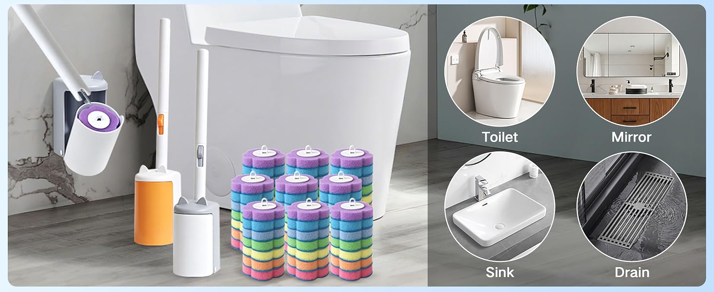 Disposable toilet brush,zero touch toilet brush,mess free toilet brush,toilet wand,toilet wand kit