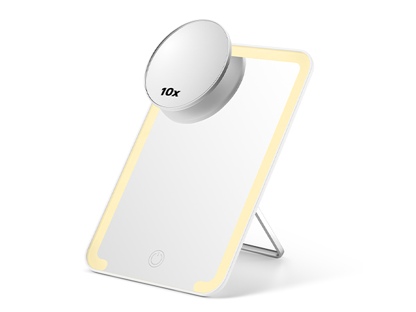 LED makeup mirror with 10X magnifier