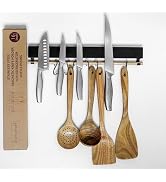 Hamletoff Premium Magnetic Knife Holder for Refrigerator with Hooks – 16 Inch Professional Double...