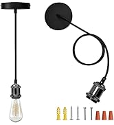 JACKYLED Pendant Light Kit UL Canopy Kit Copper Socket E26 E27 Lampholder Black Woven Fabric Pend...