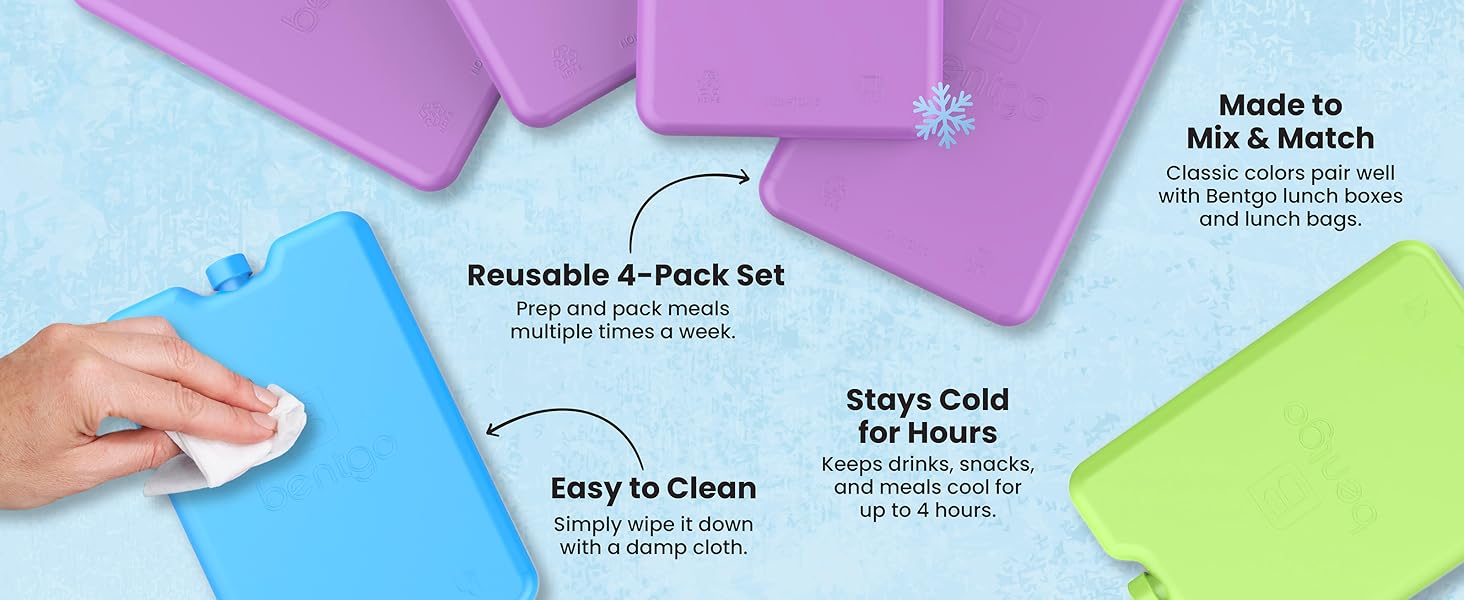 reusable ice packs, durable ice packs, long-lasting ice packs, ice packs for kids lunch bag