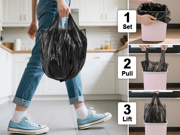 With Handle Small Black Bathroom Trash Bags Mini Garbage Bags
