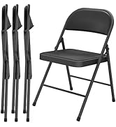 FurniEdge 4 Pack Folding Chairs with PU Leather Padded Seat and Back, 330 LBS Foldable Chair, Hea...