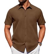 Alimens & Gentle Mens Short Sleeve Dress Shirt Wrinkle Free Solid Casual Button Down Shirts for S...