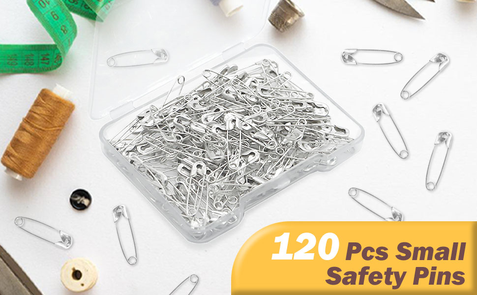 silvery small safety pins