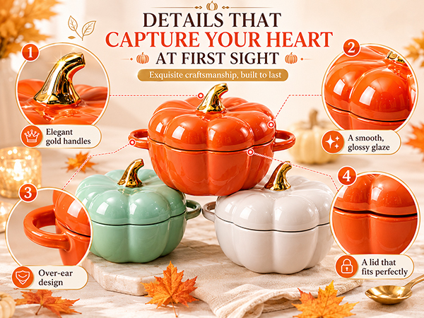 Three stacked pumpkin bowls in the center of the picture